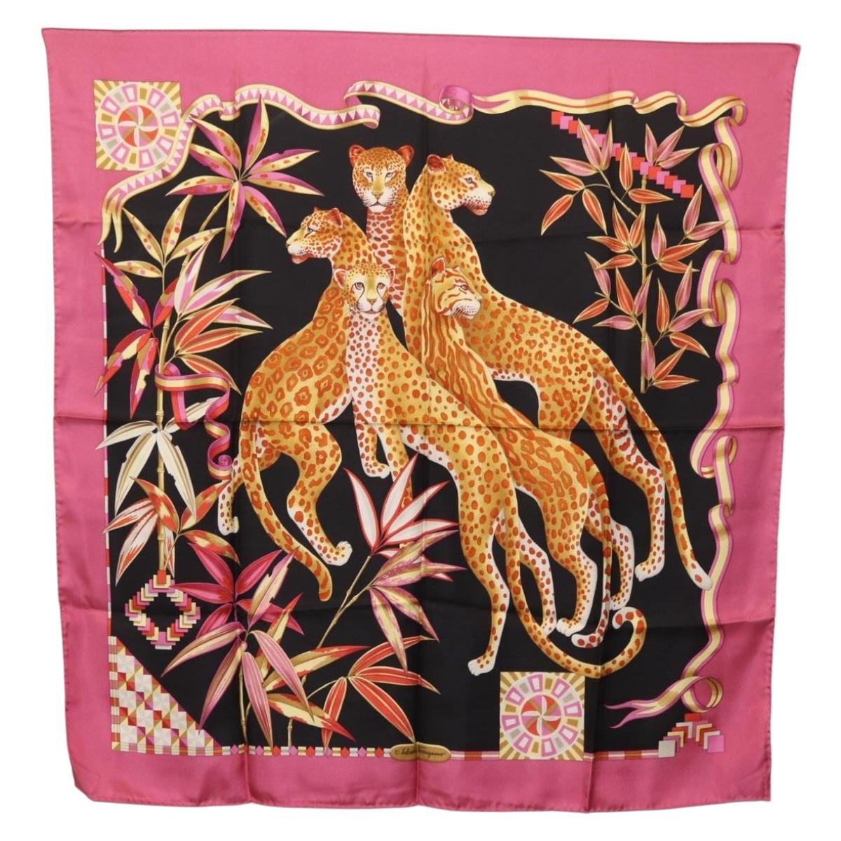 Salvatore Ferragamo Scarf Silk Pink Auth am11101A