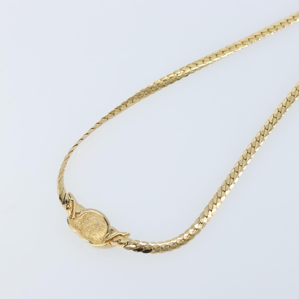 Christian Dior Pearl Rhinestone Necklace metal Gold Auth am11102A
