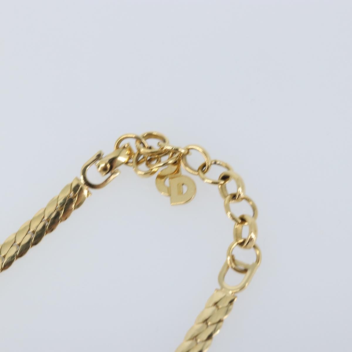 Christian Dior Pearl Rhinestone Necklace metal Gold Auth am11102A