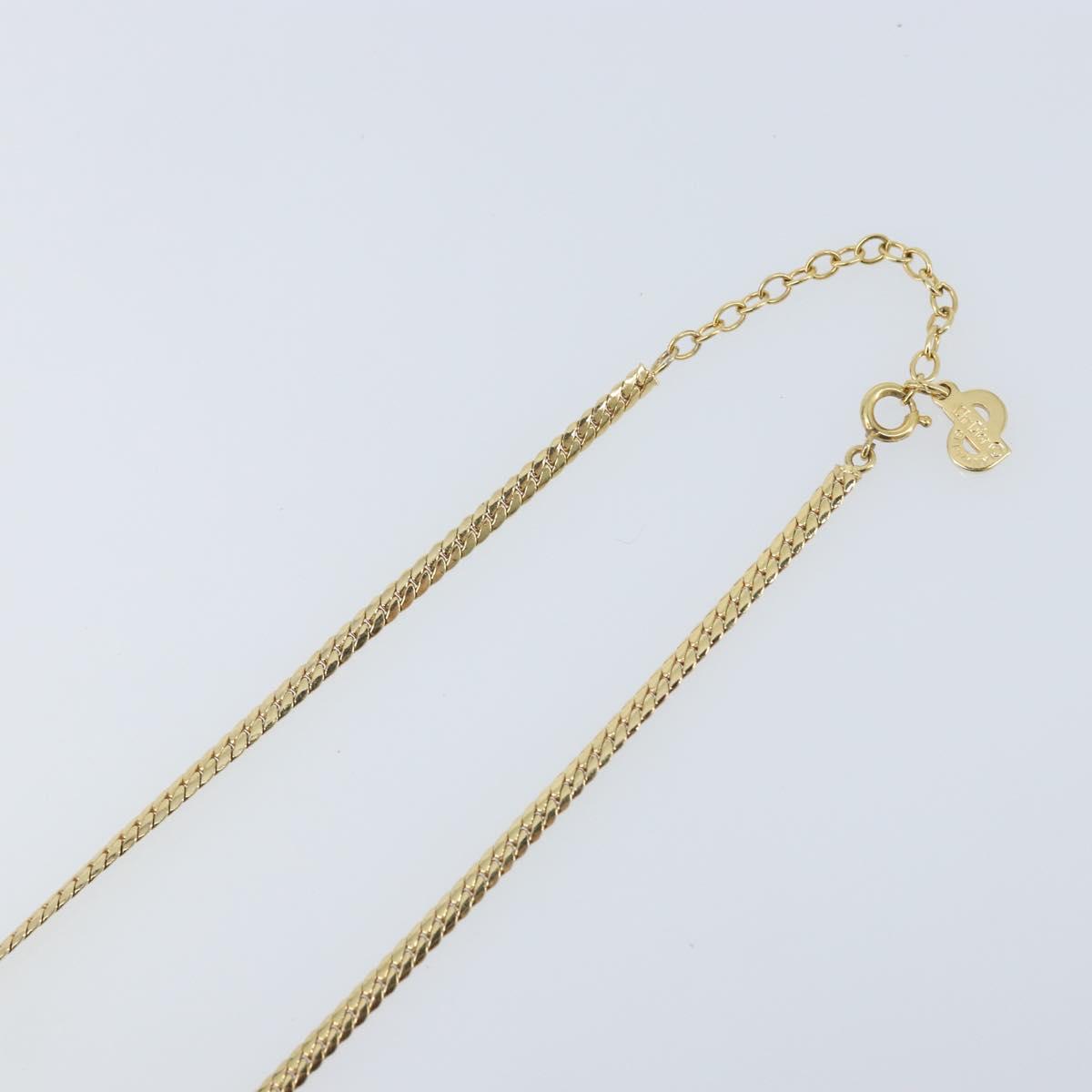 Christian Dior Rhinestone Necklace metal Gold Auth am11103A