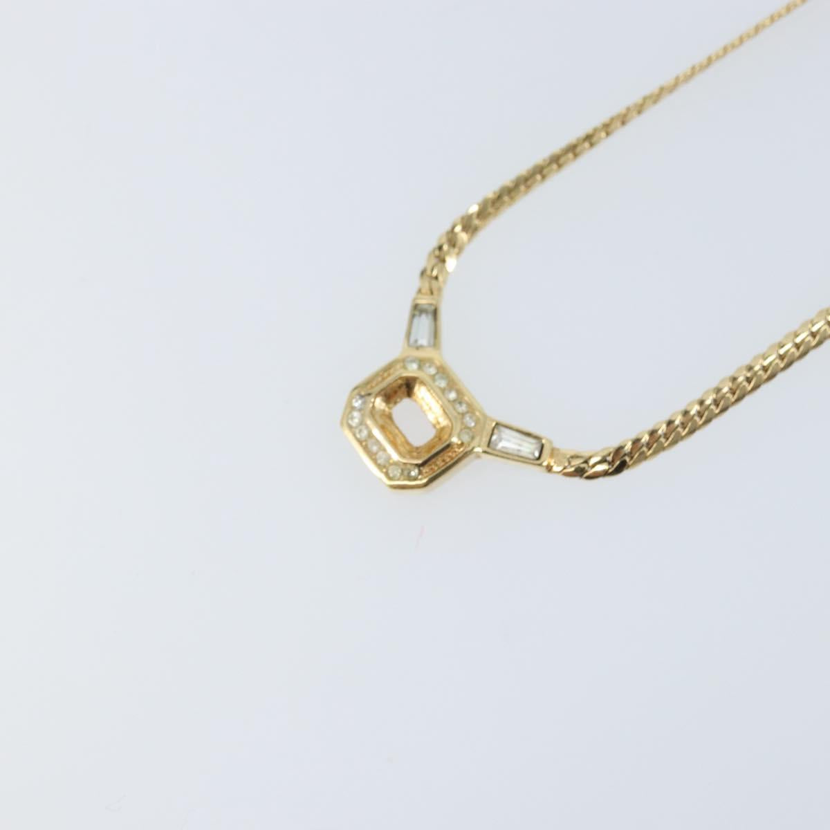 Christian Dior Rhinestone Necklace metal Gold Auth am11103A