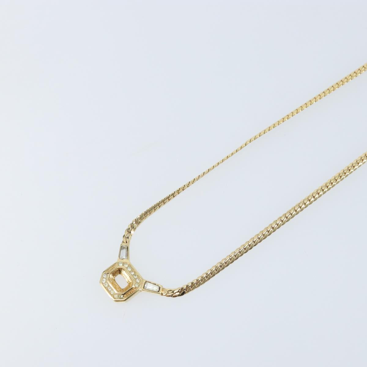 Christian Dior Rhinestone Necklace metal Gold Auth am11103A