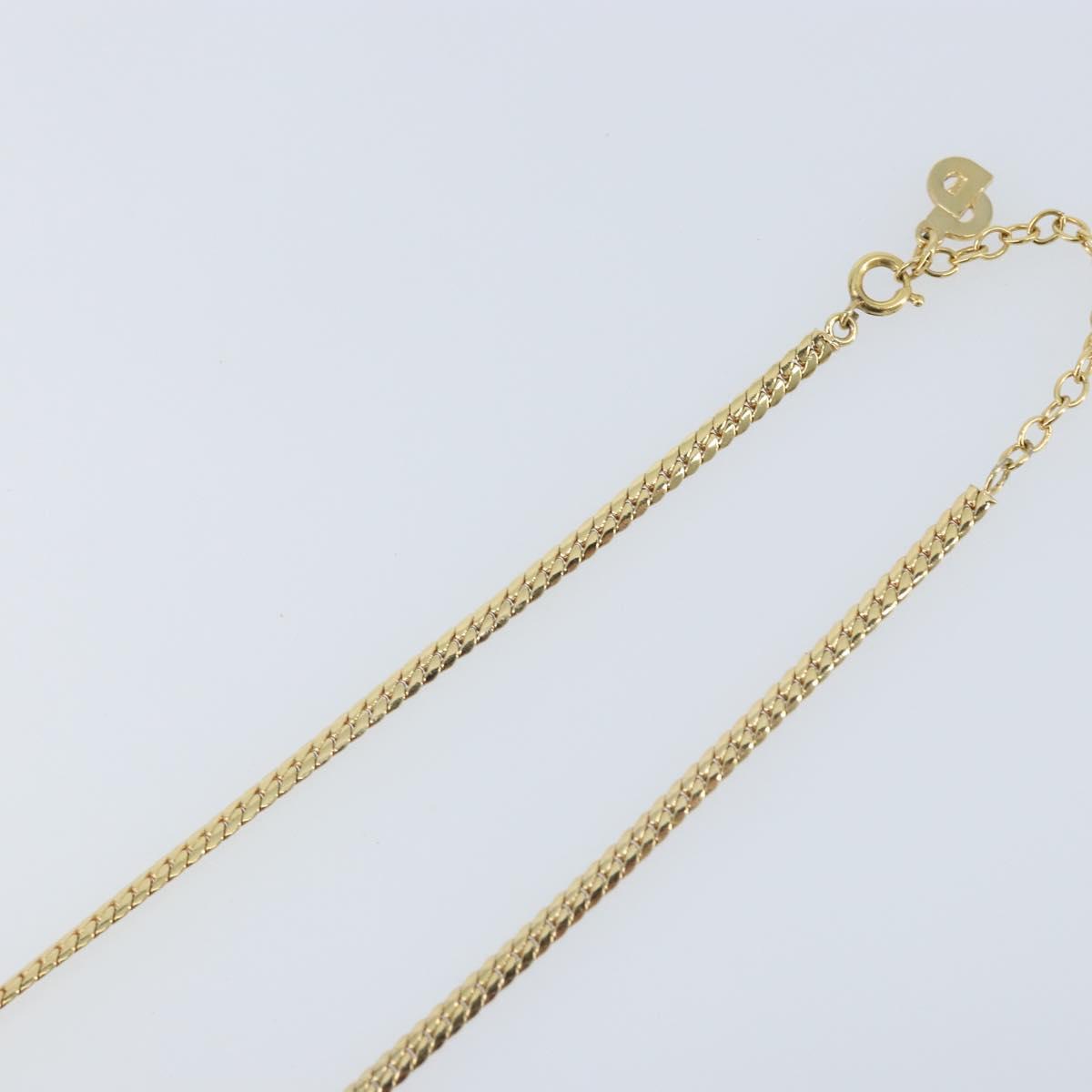 Christian Dior Rhinestone Necklace metal Gold Auth am11103A