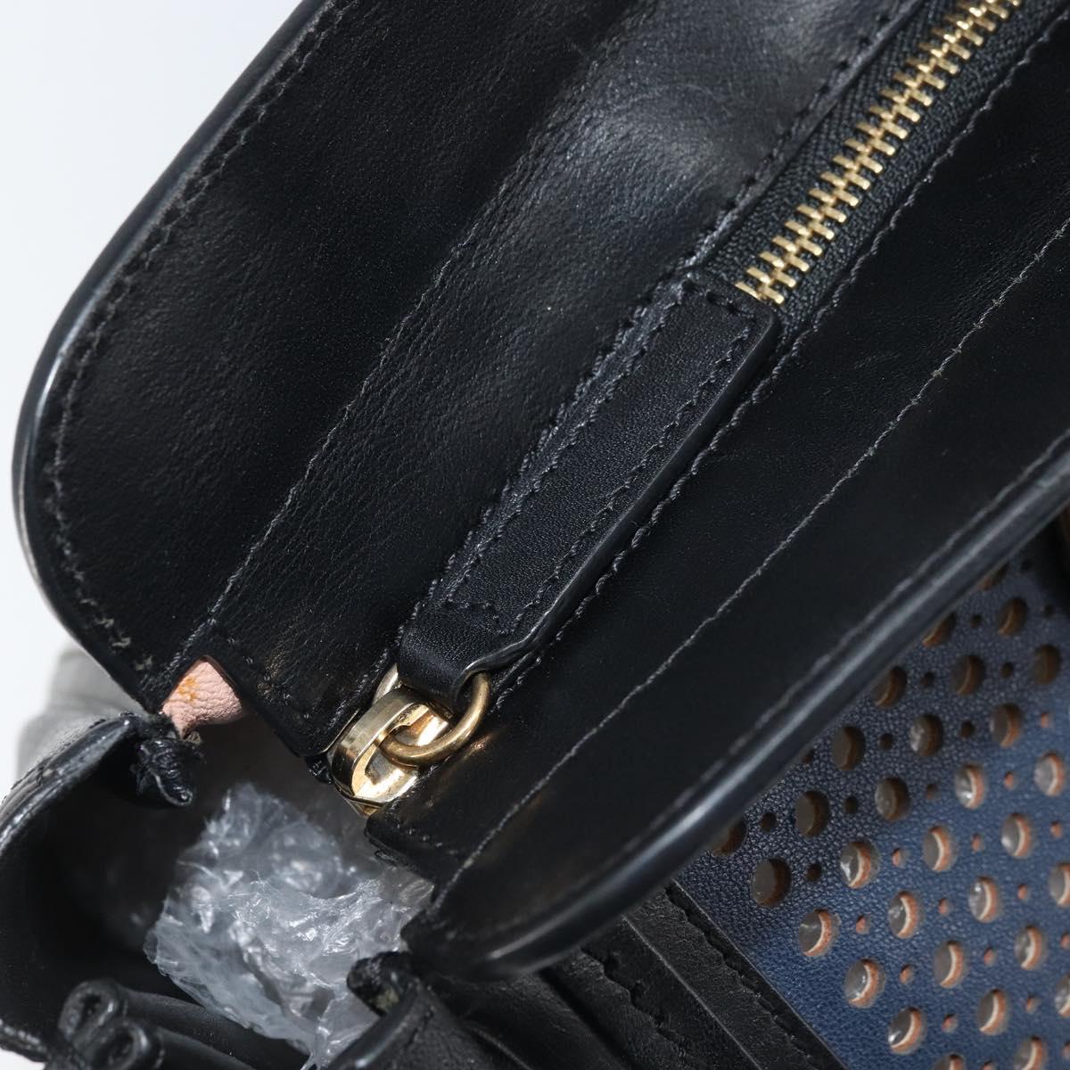 Chloe Punching Alice Hand Bag Leather Black Gold Auth am11108