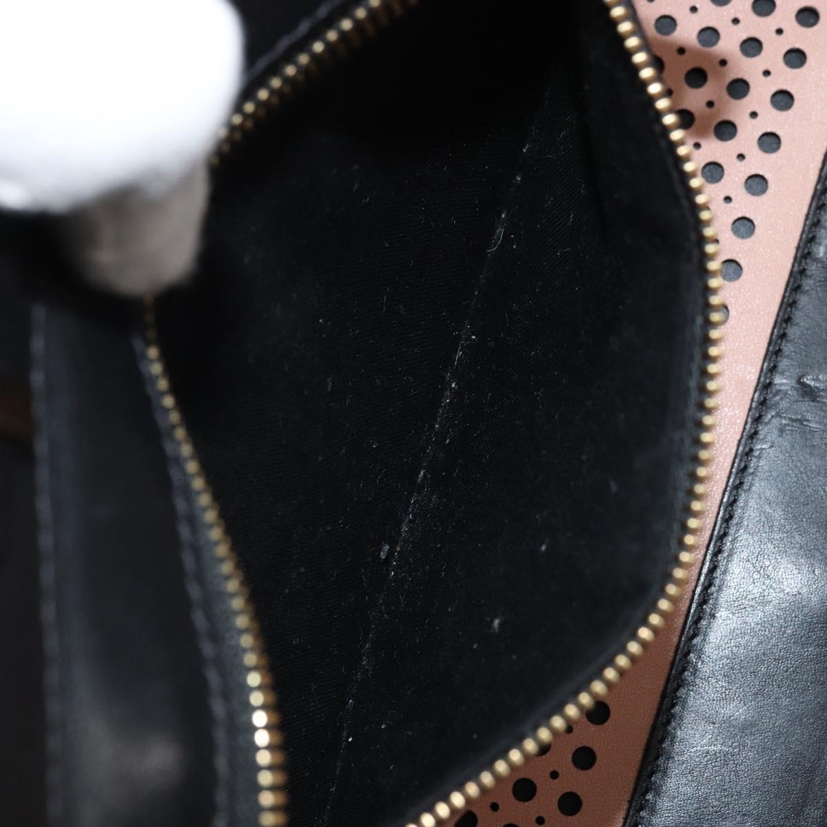 Chloe Punching Alice Hand Bag Leather Black Gold Auth am11108
