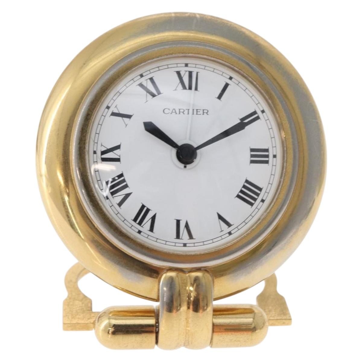 CARTIER Table Clock Gold Tone Auth am11113