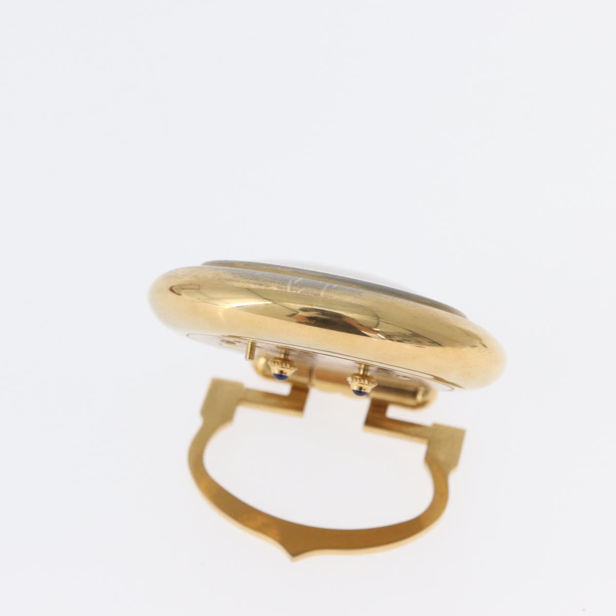 CARTIER Table Clock Gold Tone Auth am11113
