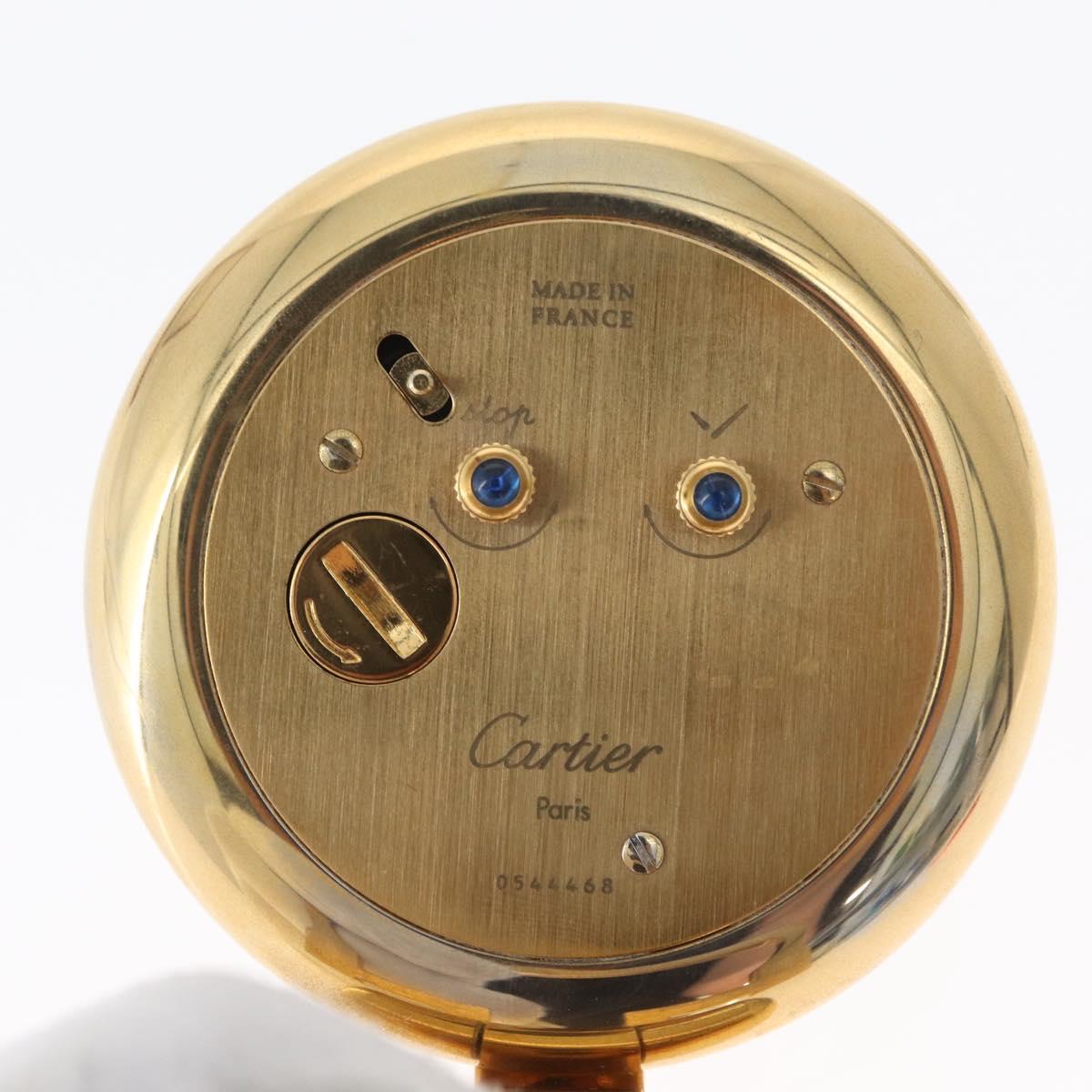CARTIER Table Clock Gold Tone Auth am11113
