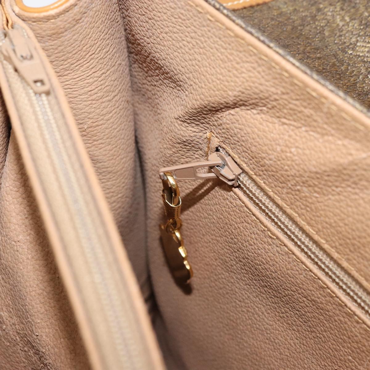 GUCCI Hand Bag Canvas Leather Beige Gold Auth am11117