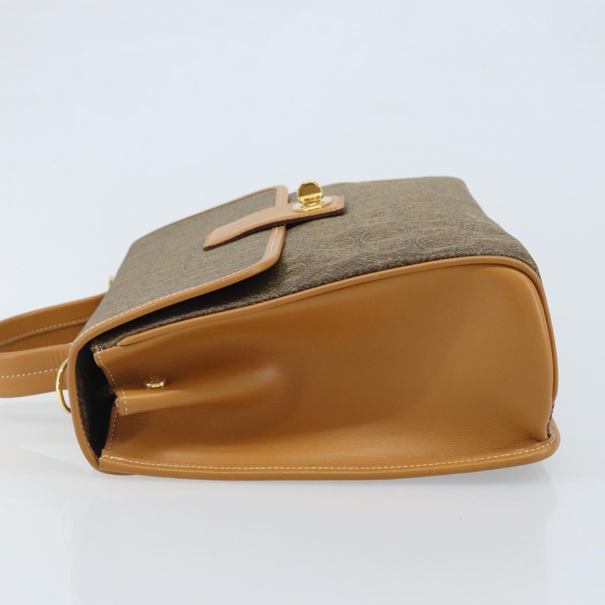 GUCCI Hand Bag Canvas Leather Beige Gold Auth am11117