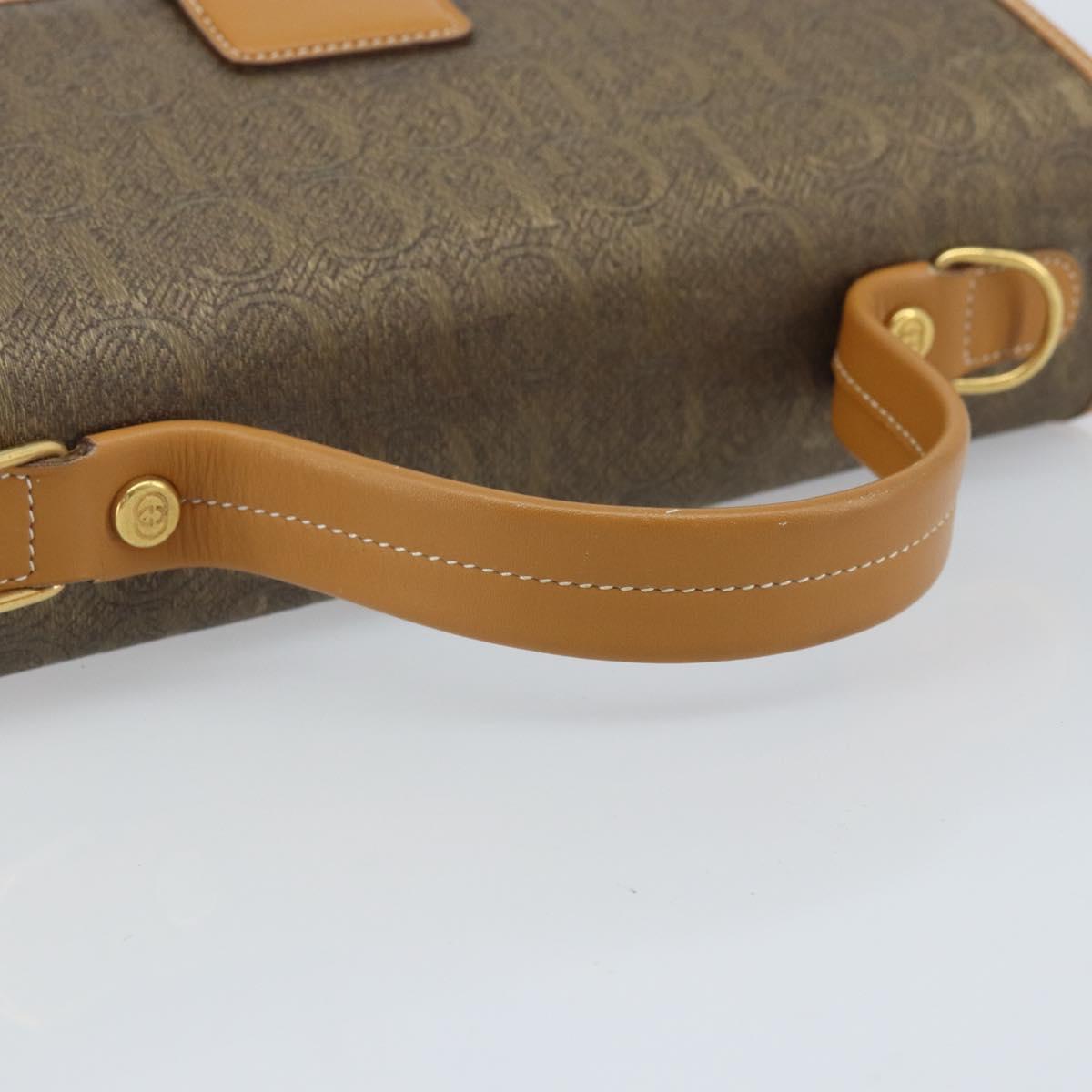 GUCCI Hand Bag Canvas Leather Beige Gold Auth am11117