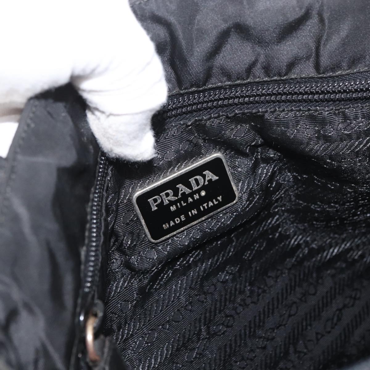 PRADA Tote Bag Nylon Black Silver Auth am11121