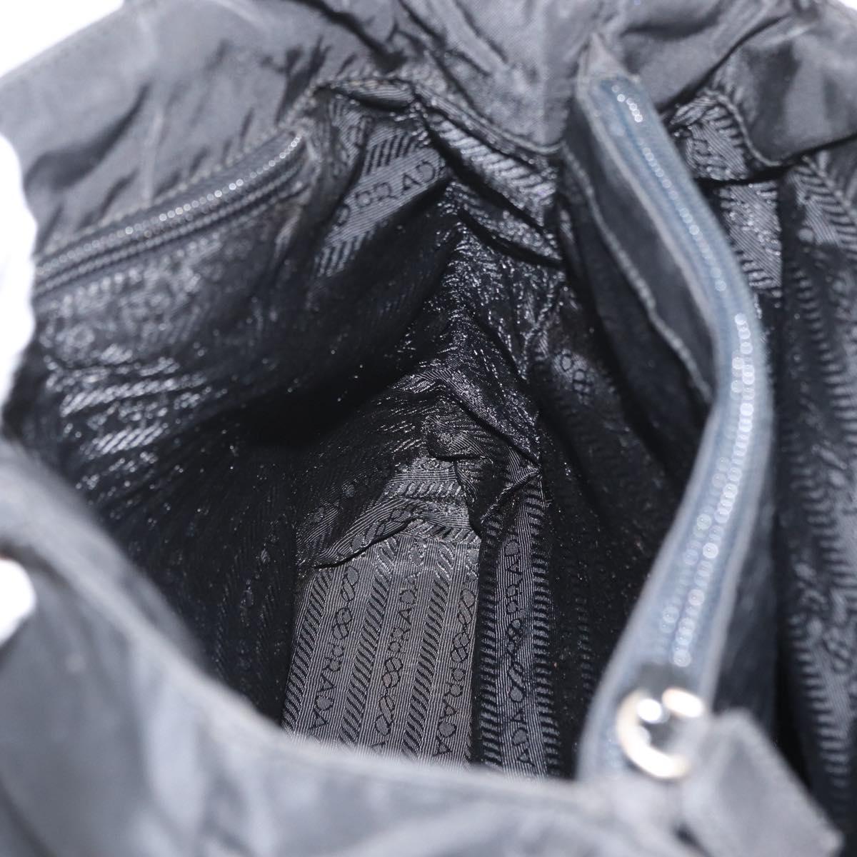 PRADA Tote Bag Nylon Black Silver Auth am11121