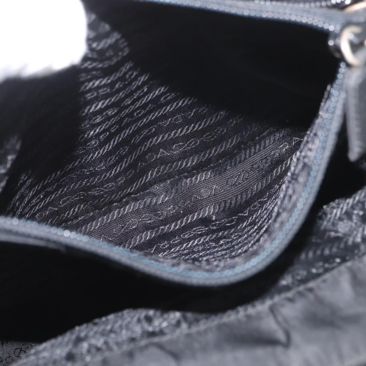 PRADA Tote Bag Nylon Black Silver Auth am11121