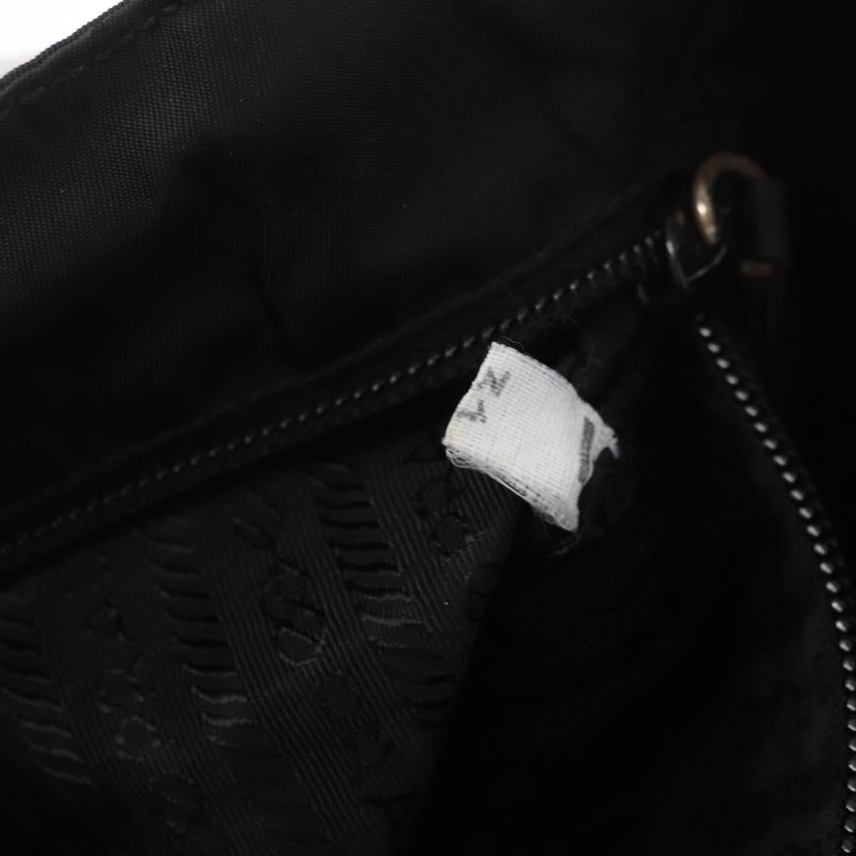 PRADA Tote Bag Nylon Black Silver Auth am11121