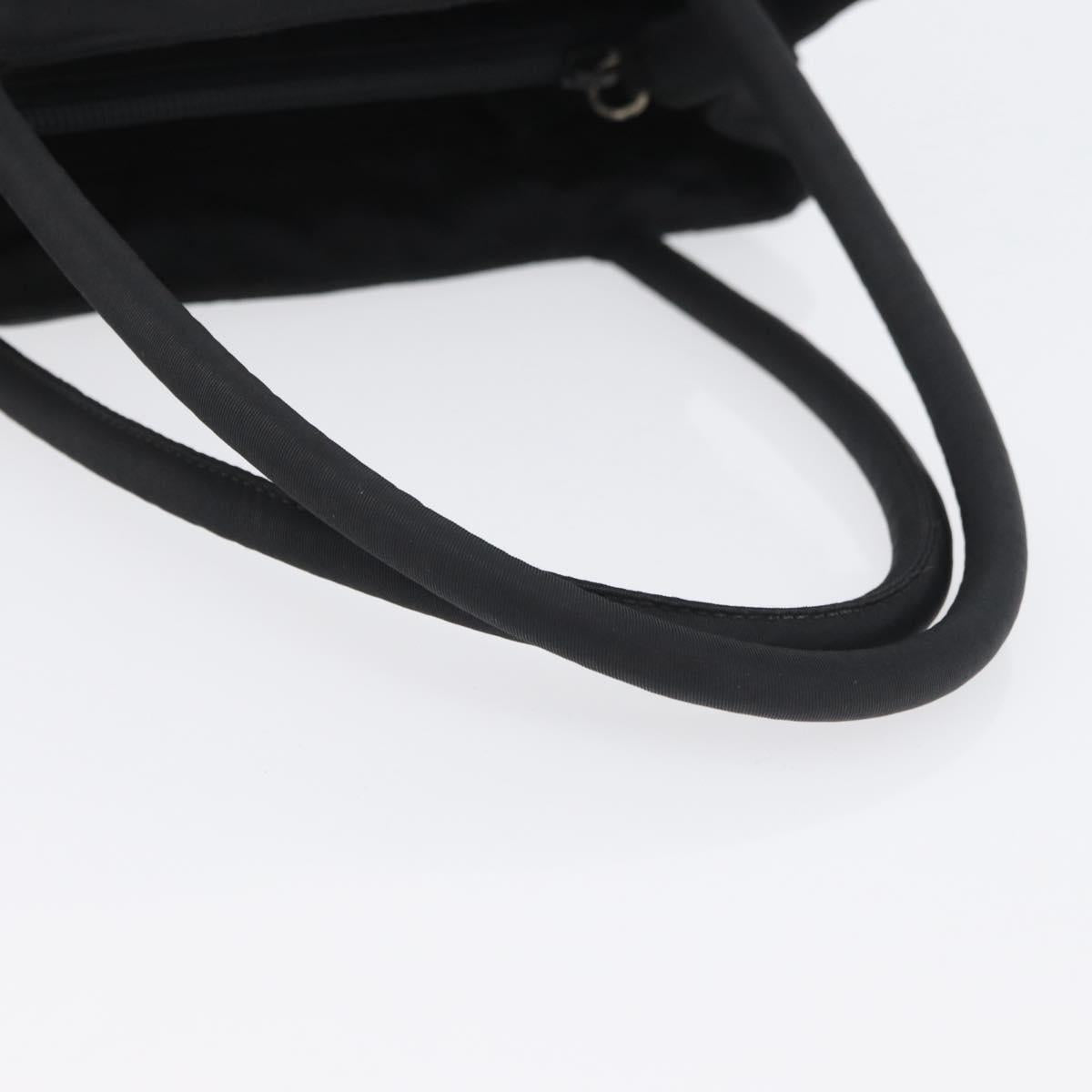 PRADA Tote Bag Nylon Black Silver Auth am11121