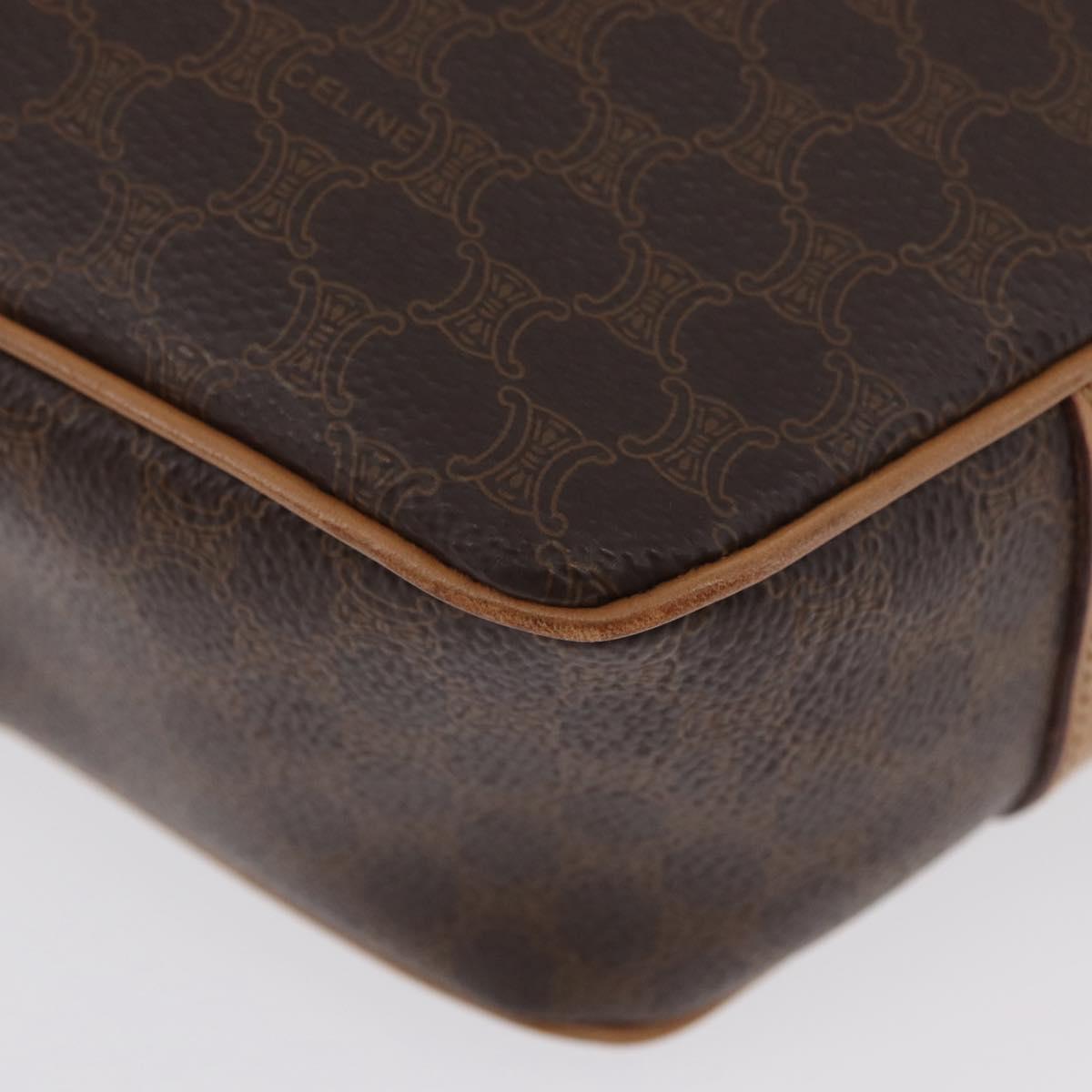 CELINE Macadam Canvas Shoulder Bag PVC Leather Brown Gold Auth am11126A