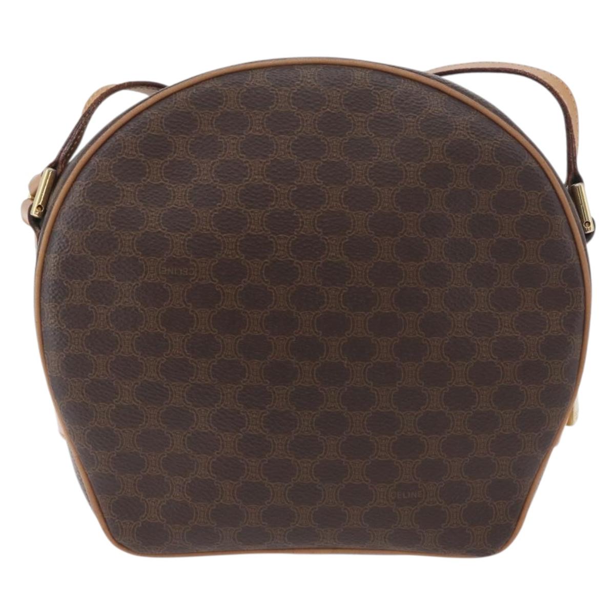 CELINE Macadam Canvas Shoulder Bag PVC Leather Brown Gold Auth am11126A