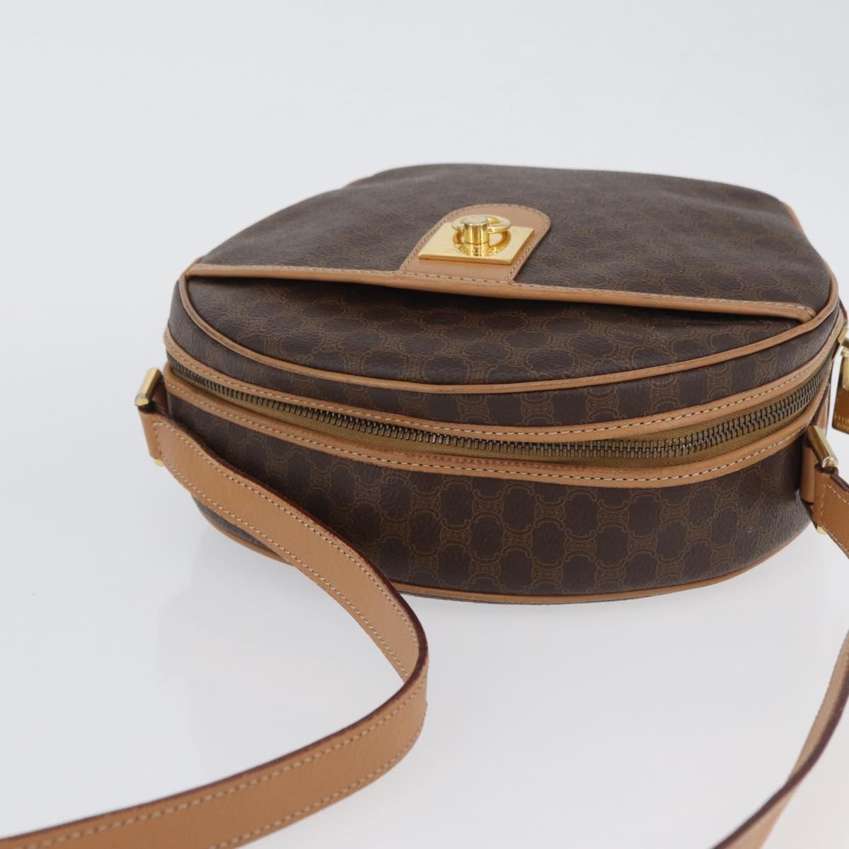 CELINE Macadam Canvas Shoulder Bag PVC Leather Brown Gold Auth am11126A