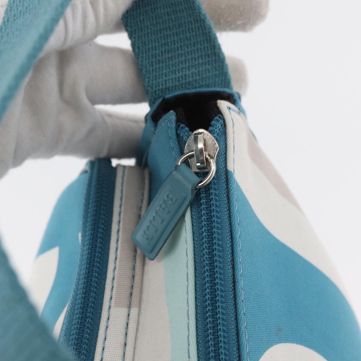BALLY Shoulder Bag Canvas Baby Blue Silver Auth am11137A