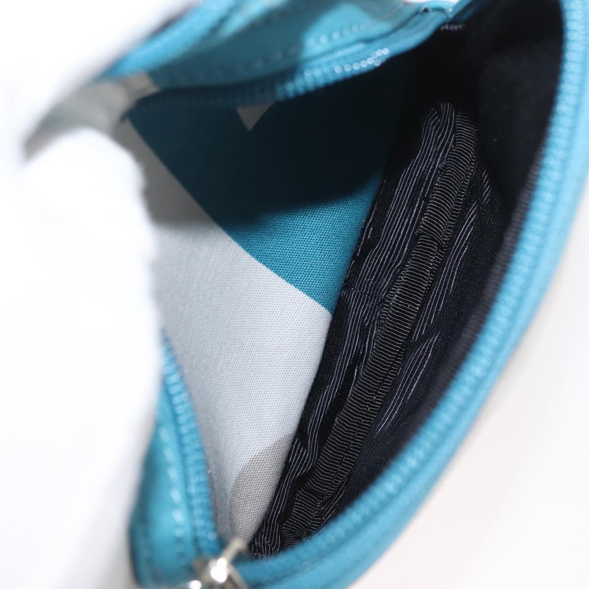 BALLY Shoulder Bag Canvas Baby Blue Silver Auth am11137A