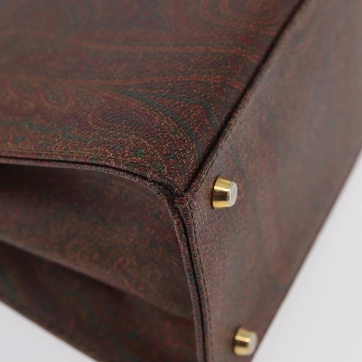 ETRO Paisley Hand Bag PVC Bordeaux Gold Auth am11139