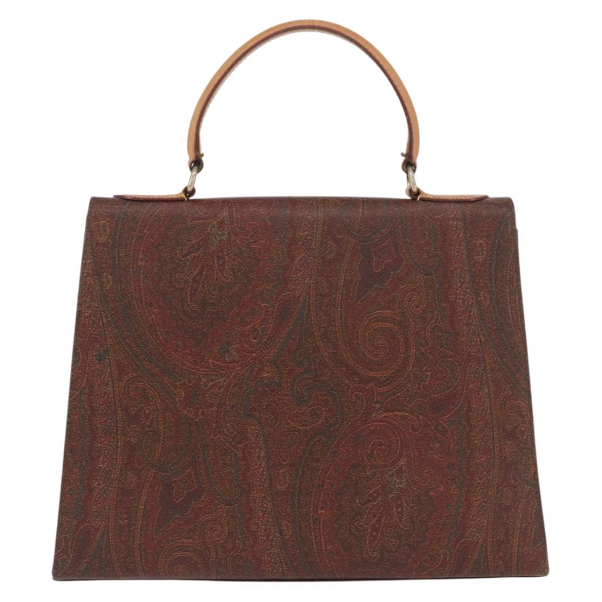 ETRO Paisley Hand Bag PVC Bordeaux Gold Auth am11139