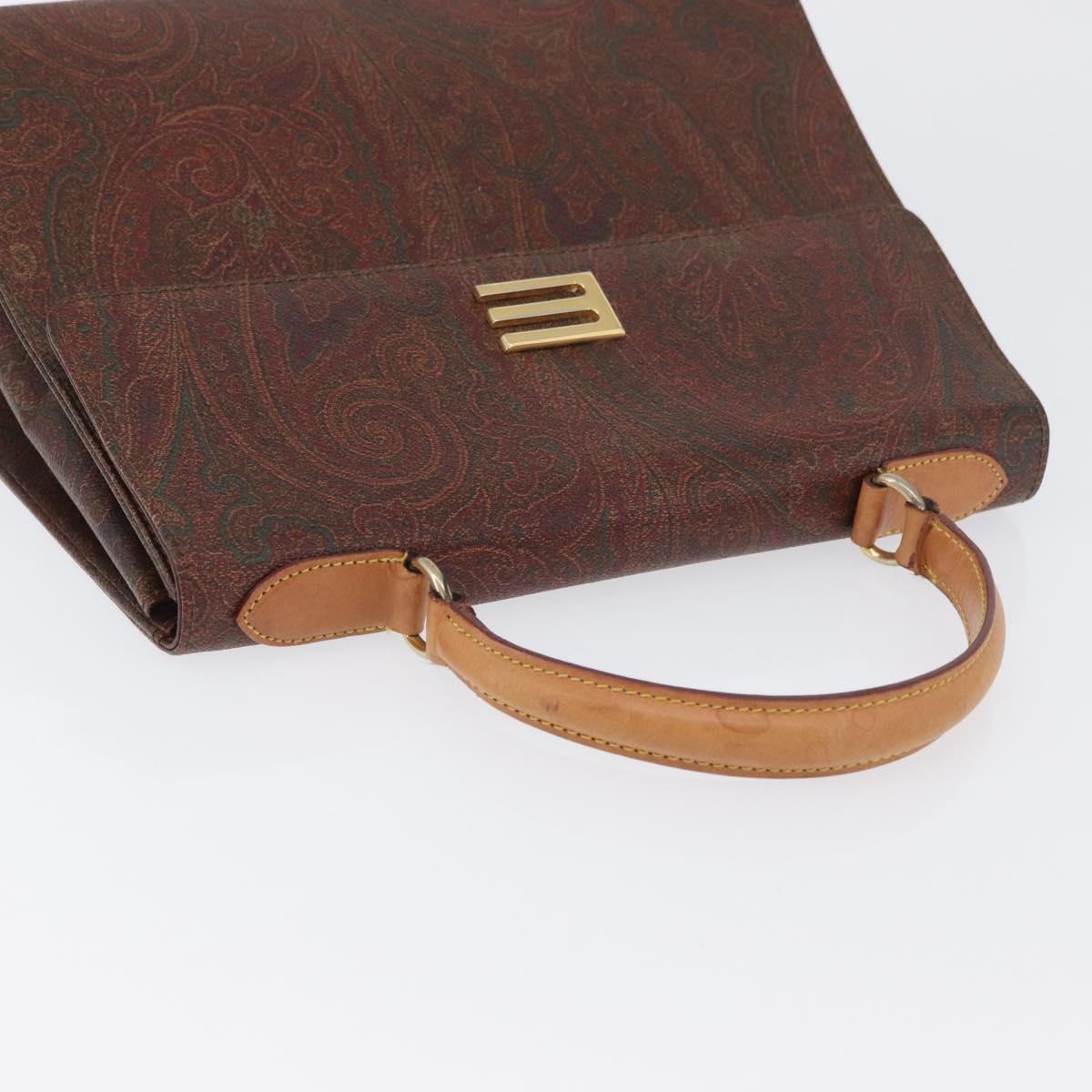 ETRO Paisley Hand Bag PVC Bordeaux Gold Auth am11139