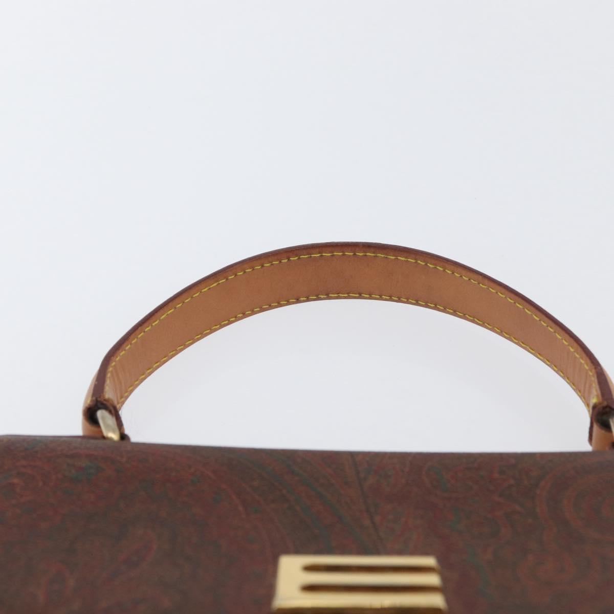 ETRO Paisley Hand Bag PVC Bordeaux Gold Auth am11139