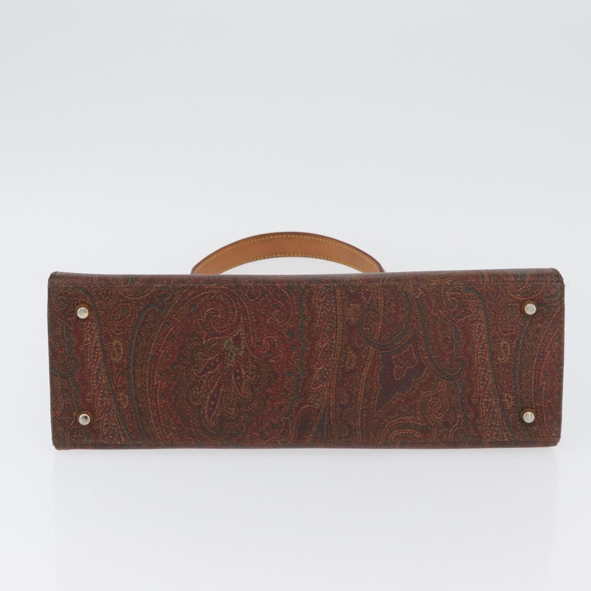 ETRO Paisley Hand Bag PVC Bordeaux Gold Auth am11139
