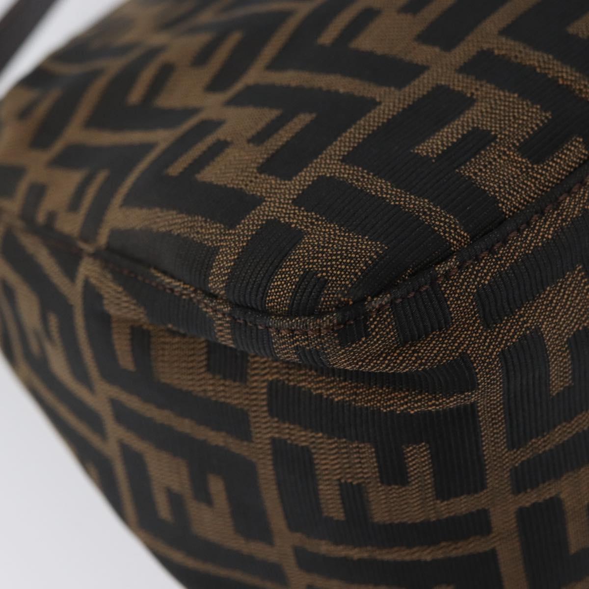 FENDI Zucca Canvas Mamma Baguette Shoulder Bag Brown Black Auth am11141A