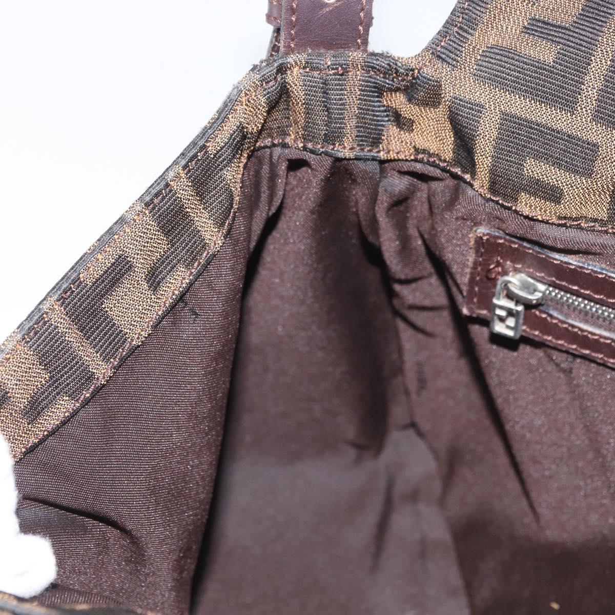 FENDI Zucca Canvas Mamma Baguette Shoulder Bag Brown Black Auth am11141A