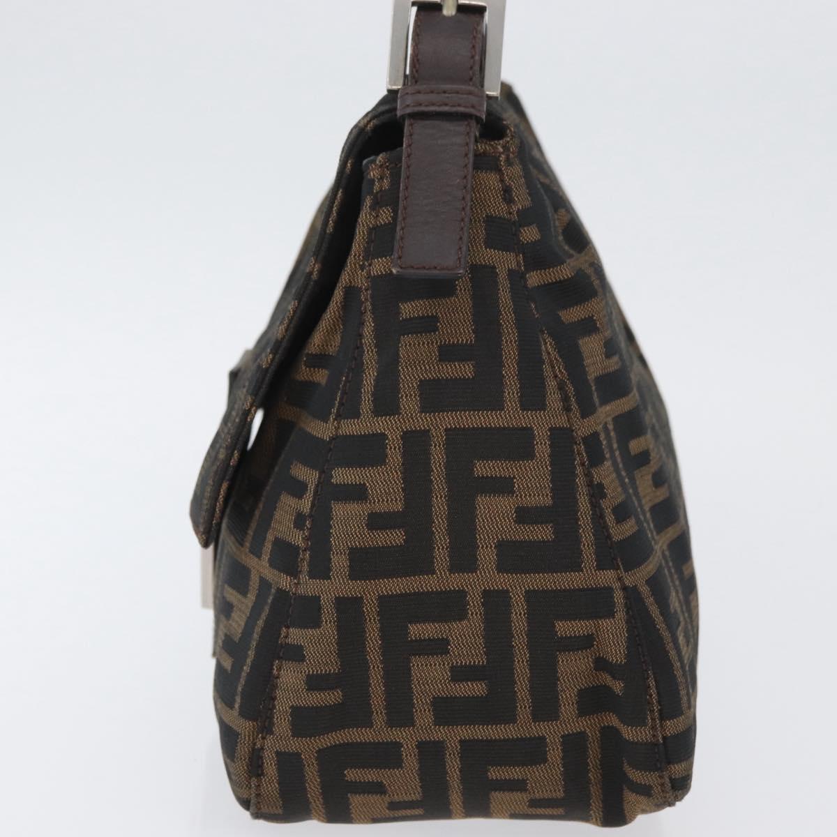 FENDI Zucca Canvas Mamma Baguette Shoulder Bag Brown Black Auth am11141A