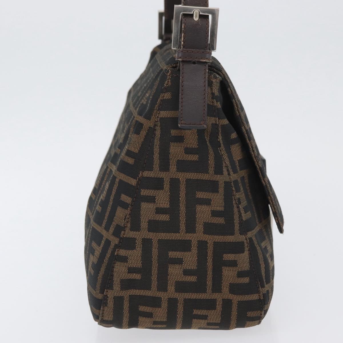 FENDI Zucca Canvas Mamma Baguette Shoulder Bag Brown Black Auth am11141A