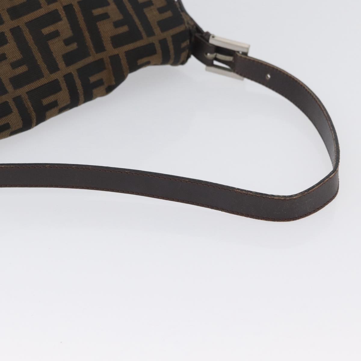 FENDI Zucca Canvas Mamma Baguette Shoulder Bag Brown Black Auth am11141A