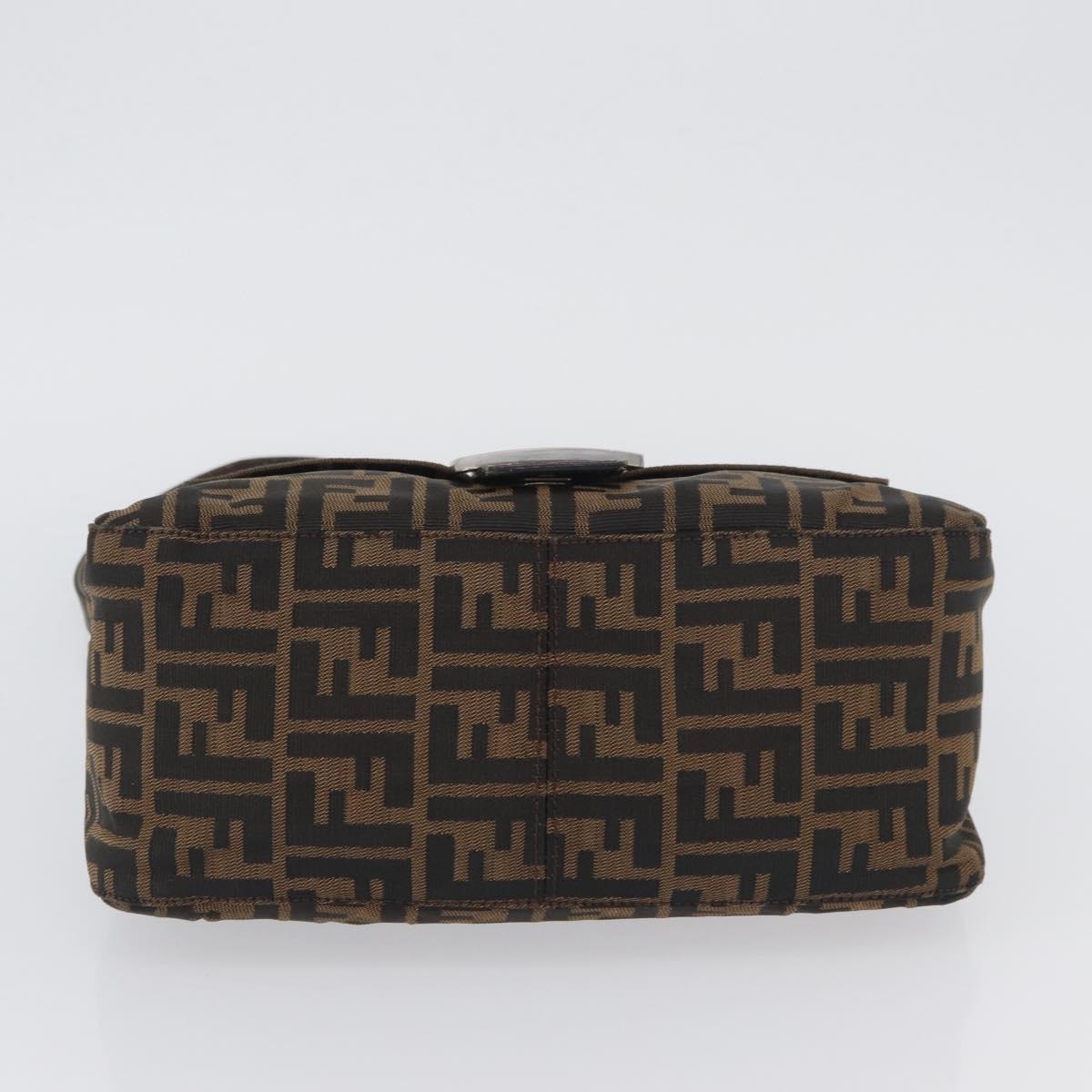 FENDI Zucca Canvas Mamma Baguette Shoulder Bag Brown Black Auth am11141A