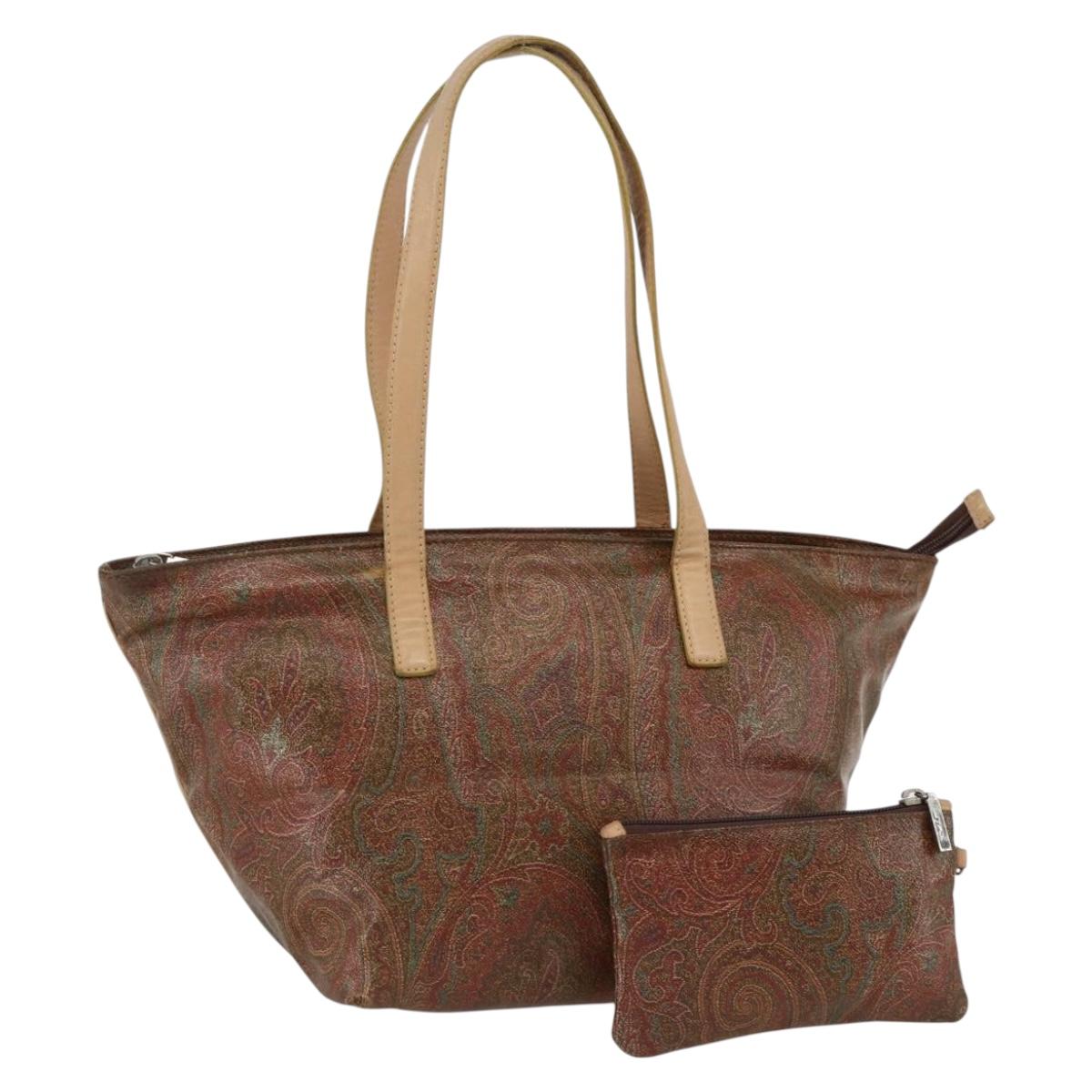 ETRO Paisley Tote Bag PVC Bordeaux Silver Auth am11145