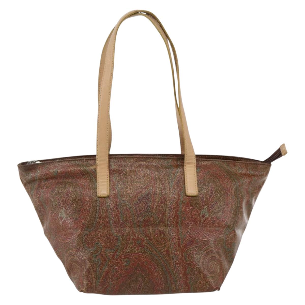 ETRO Paisley Tote Bag PVC Bordeaux Silver Auth am11145