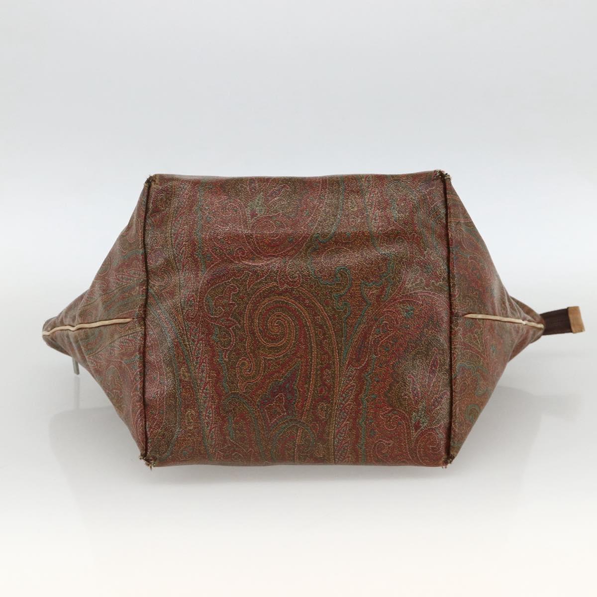 ETRO Paisley Tote Bag PVC Bordeaux Silver Auth am11145