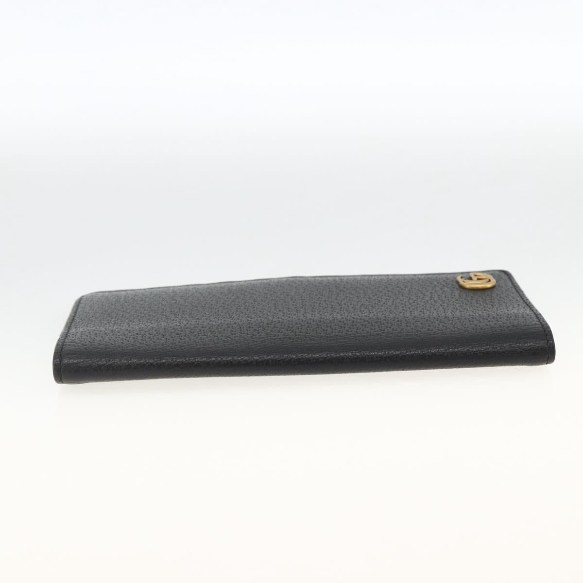 GUCCI GG Marmont Long Wallet Leather Black Gold 459133 Auth am11147A