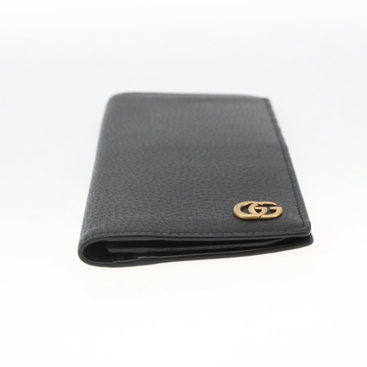 GUCCI GG Marmont Long Wallet Leather Black Gold 459133 Auth am11147A