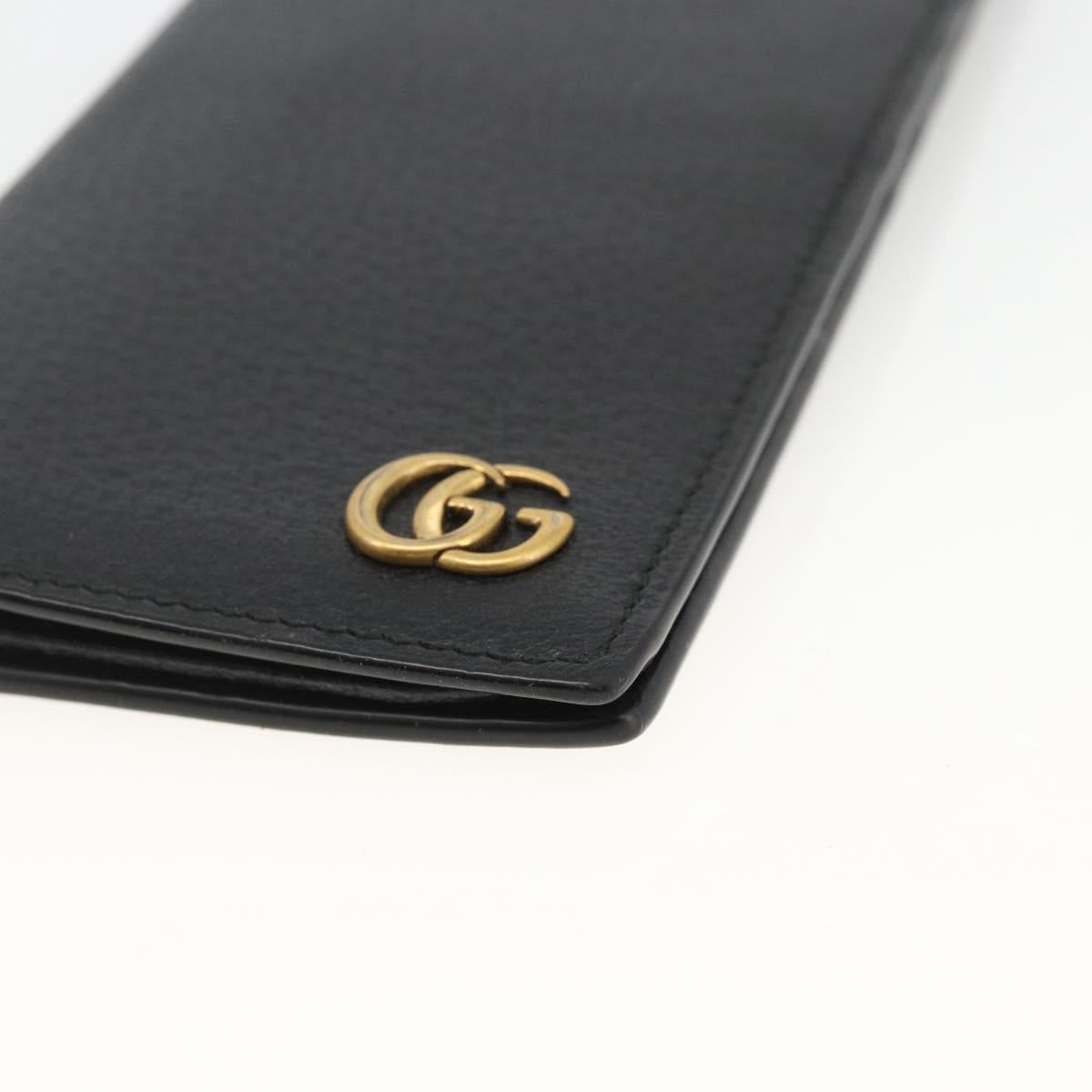 GUCCI GG Marmont Long Wallet Leather Black Gold 459133 Auth am11147A