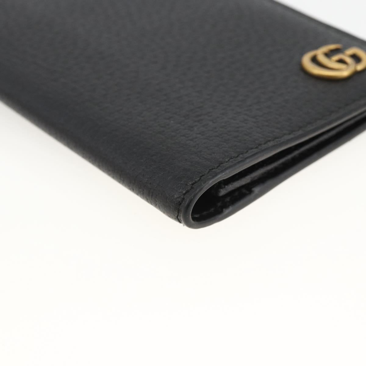 GUCCI GG Marmont Long Wallet Leather Black Gold 459133 Auth am11147A