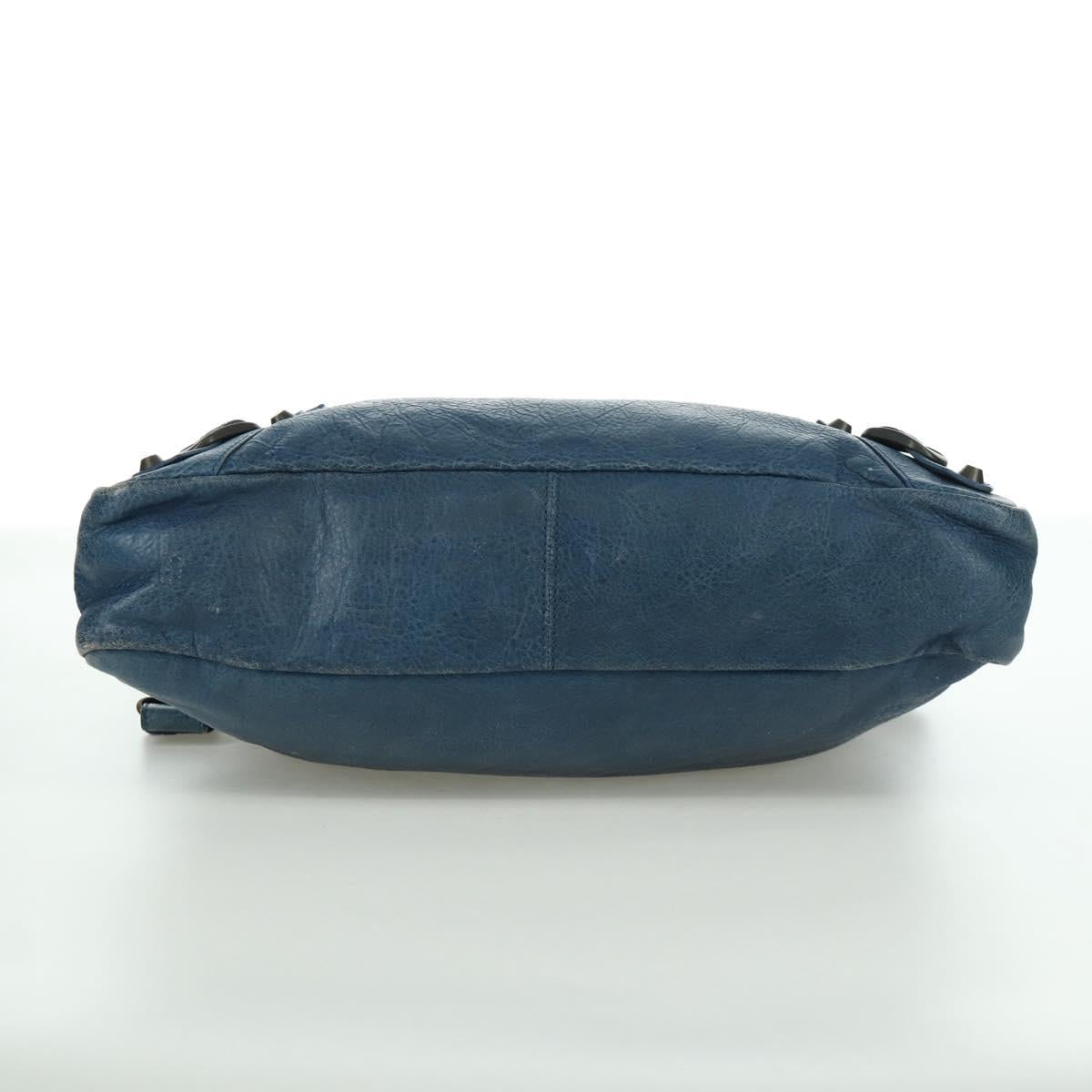 BALENCIAGA The Town Hand Bag Leather 2way Blue 240579 Auth am11151V
