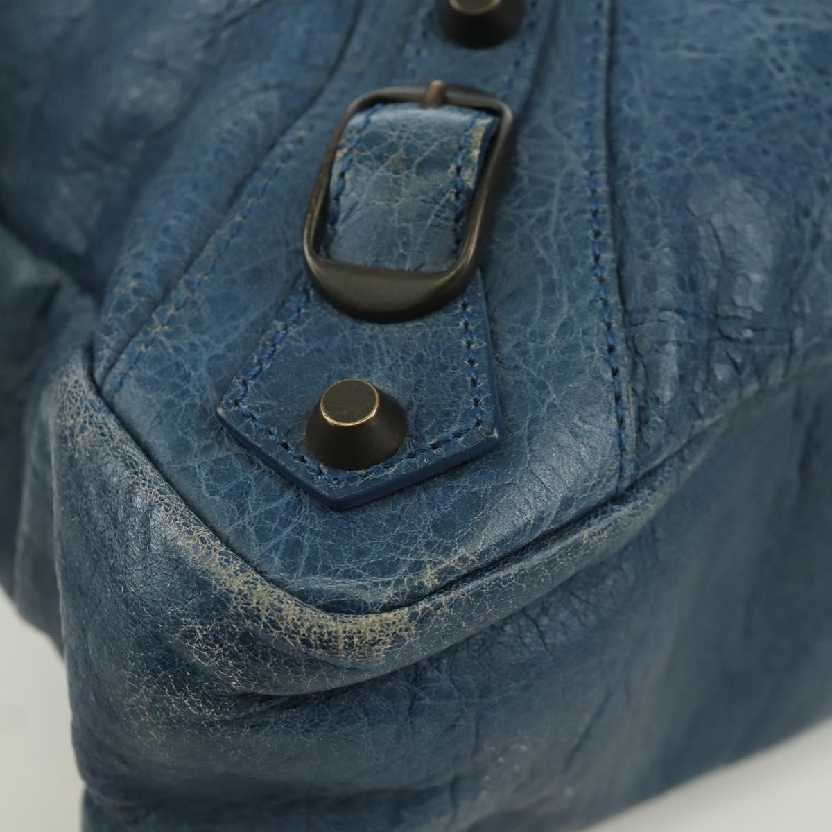 BALENCIAGA The Town Hand Bag Leather 2way Blue 240579 Auth am11151V