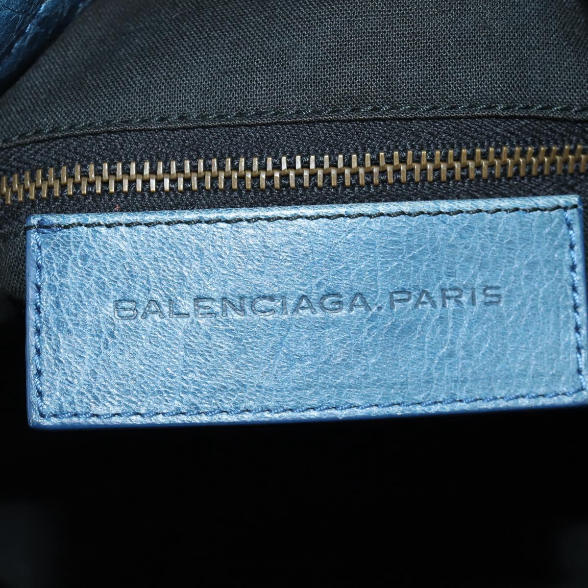BALENCIAGA The Town Hand Bag Leather 2way Blue 240579 Auth am11151V