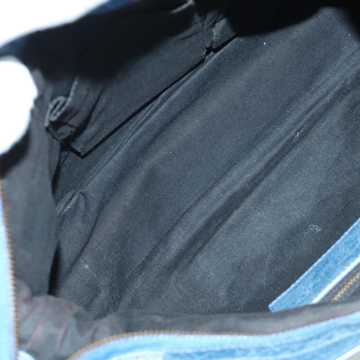 BALENCIAGA The Town Hand Bag Leather 2way Blue 240579 Auth am11151V