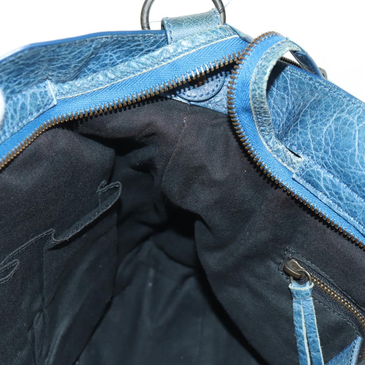 BALENCIAGA The Town Hand Bag Leather 2way Blue 240579 Auth am11151V