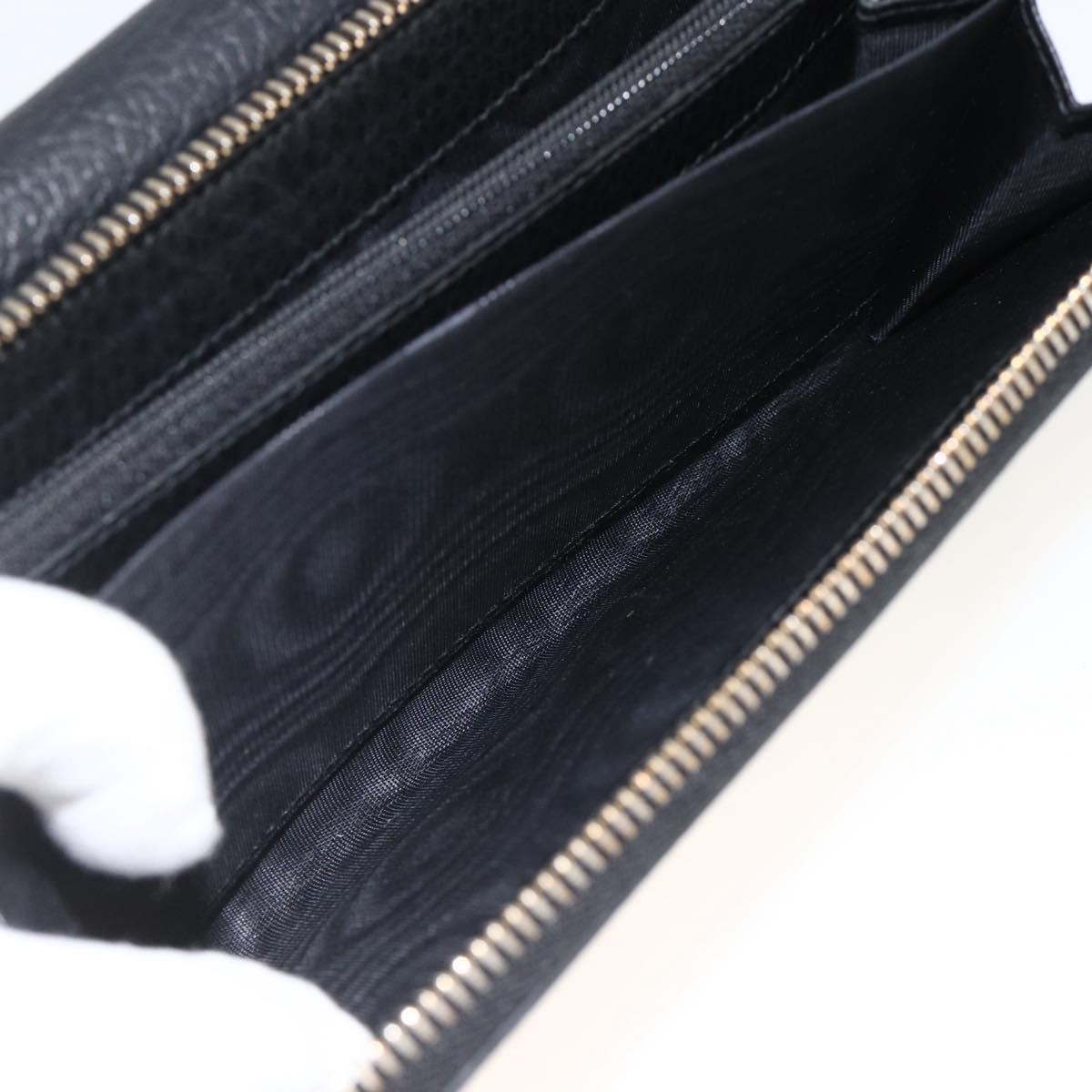 GUCCI Round Long Wallet Leather outlet Black Gold 449397 Auth am11154A
