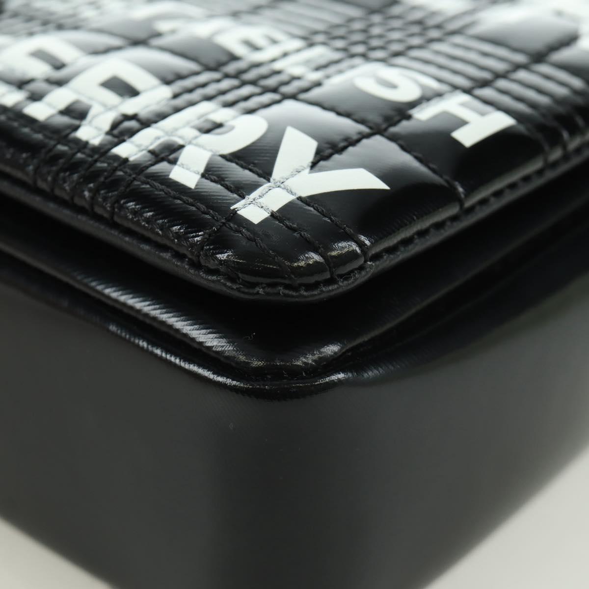 BURBERRY Roller Chain Shoulder Bag Leather Black Silver Auth am11155V